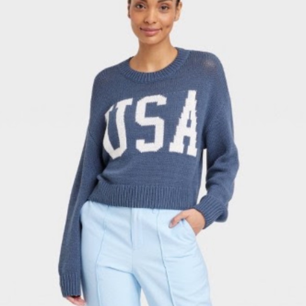 Women's USA Graphic Sweater - Blue S